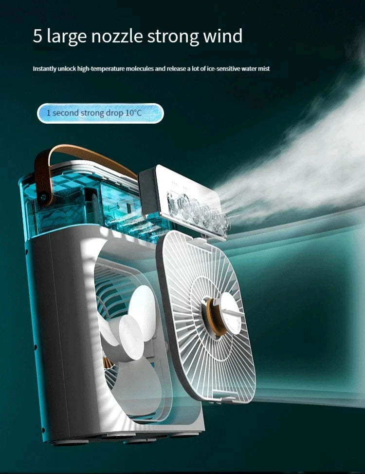 Humidificateur d'air, ventilateur USB, brumisateur d'eau, petit climatiseur, mini ventilateur, refroidisseur d'air silencieux refroidi à l'eau, 3 en 1