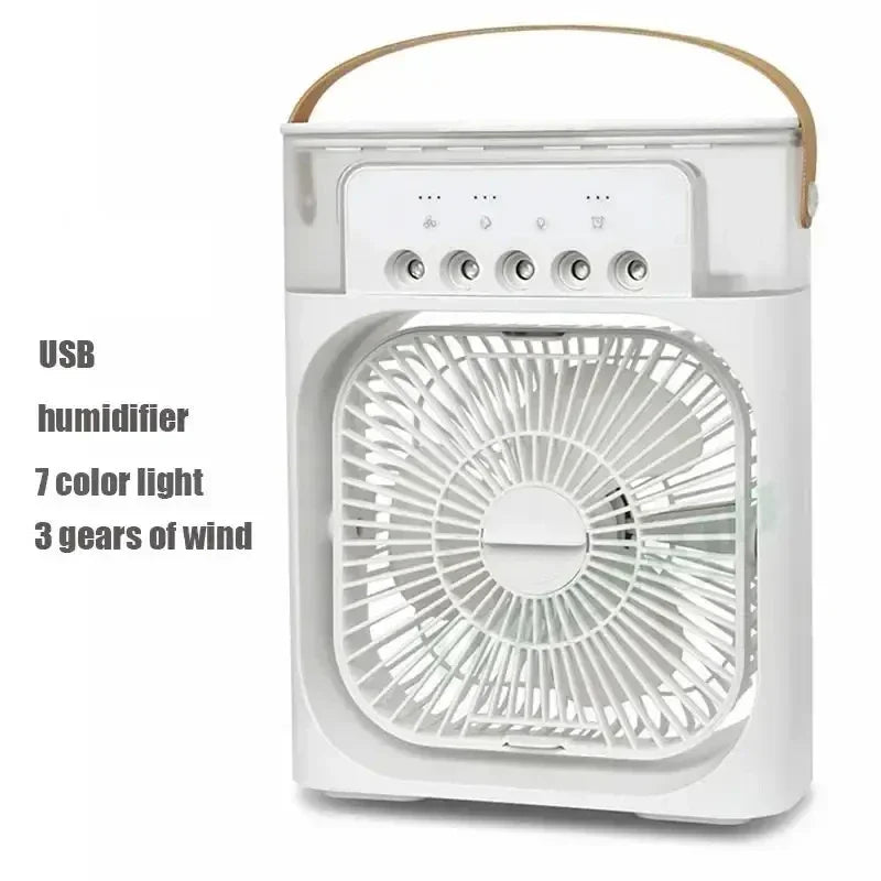 Humidificateur d'air, ventilateur USB, brumisateur d'eau, petit climatiseur, mini ventilateur, refroidisseur d'air silencieux refroidi à l'eau, 3 en 1
