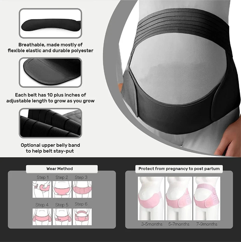 Ceinture de soutien abdominale pour femmes enceintes, ceinture de soutien ajustable pour le dos, protection abdominale pour la grossesse