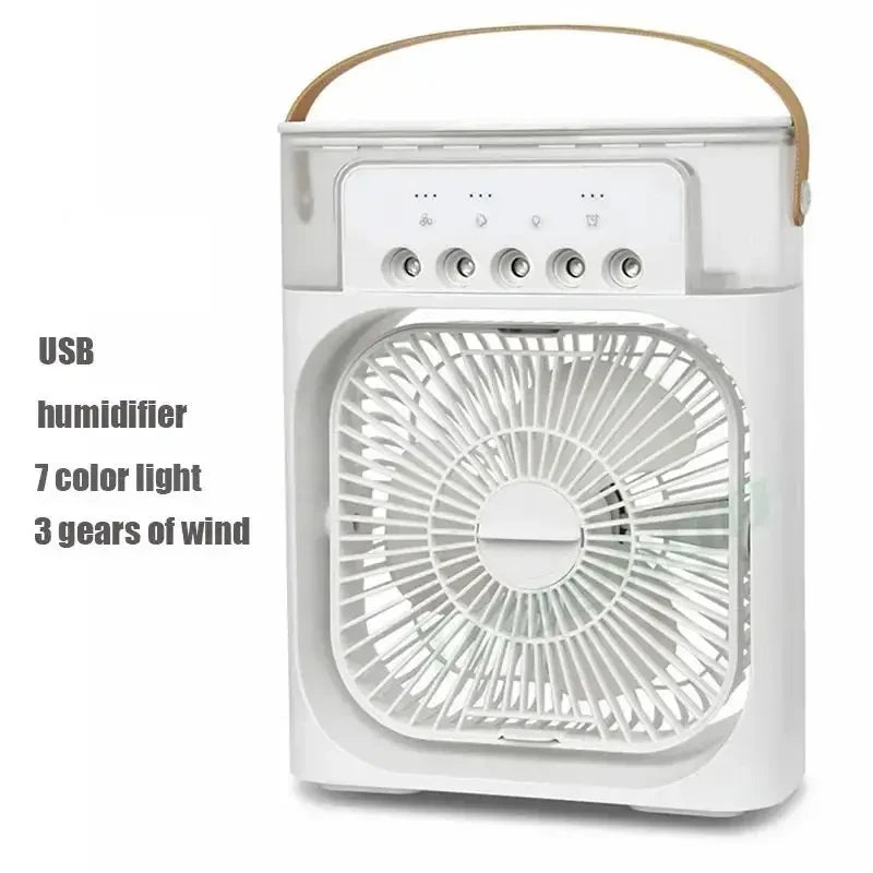 Humidificateur d'air, ventilateur USB, brumisateur d'eau, petit climatiseur, mini ventilateur, refroidisseur d'air silencieux refroidi à l'eau, 3 en 1